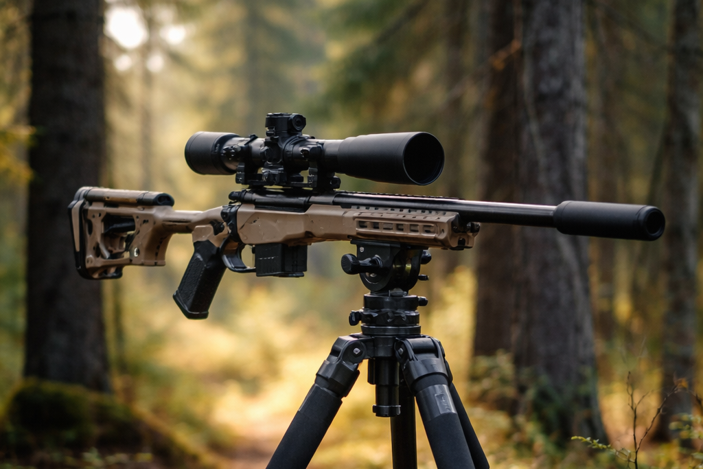 rifle setup in forest setting